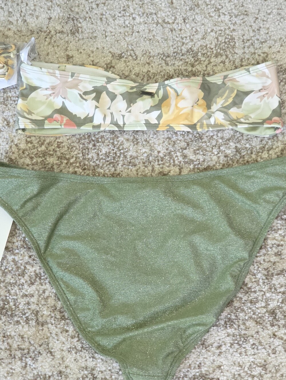 NWT O'Neill Veda Tropical Bandeau Bikini Top Sz L & Salt Cove Shimmer Bottoms XL - Picture 2 of 9